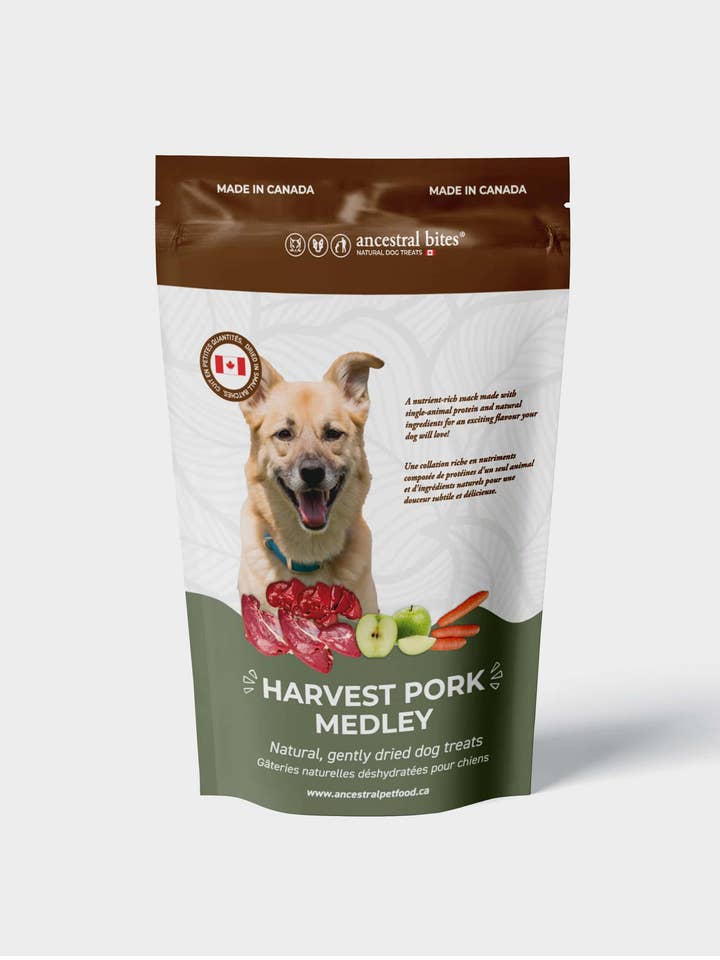 Harvest Pork Medley - Gently Dried Dog Treats for wholesale by Ancestral Natural Pet Products
