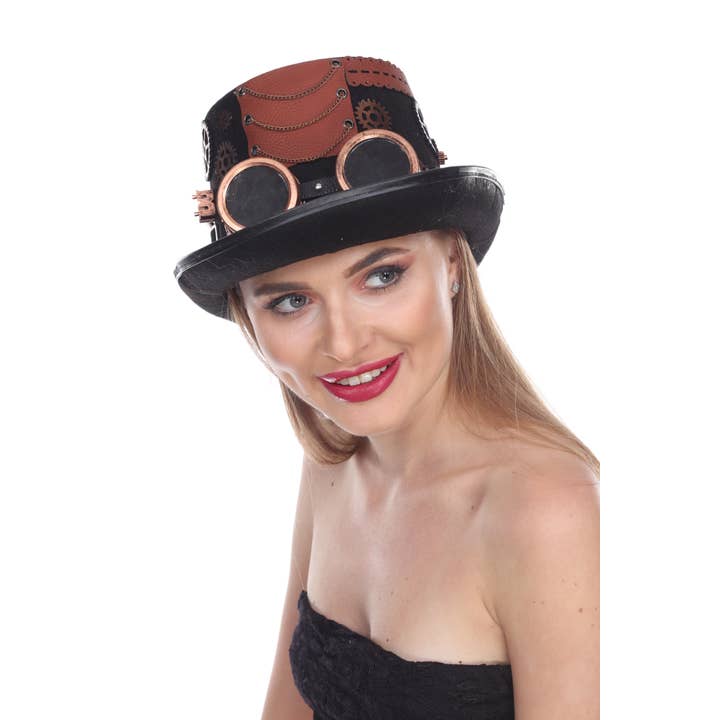 Western Fashion - Wholesale Bowler Hat - Women's - Steampunk Hat with Goggles - Copper4