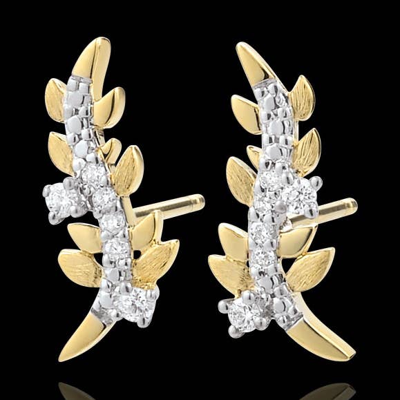 BOUCLES D'OREILLES JARDIN ENCHANTÉ - FEUILLAGE ROYAL - OR JA pour la vente par Edenly