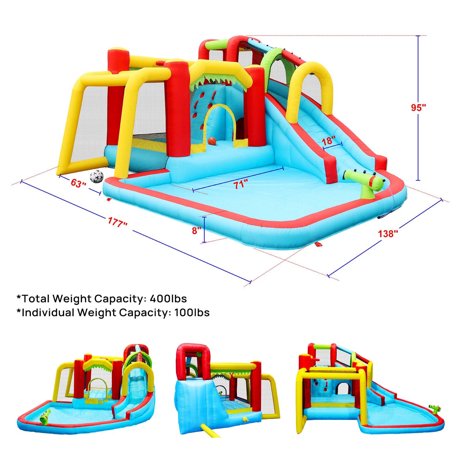39F Inc. - Wholesale Inflatables - 7-in-1 Inflatable Water Park Bounce House – Slide, Pool 13
