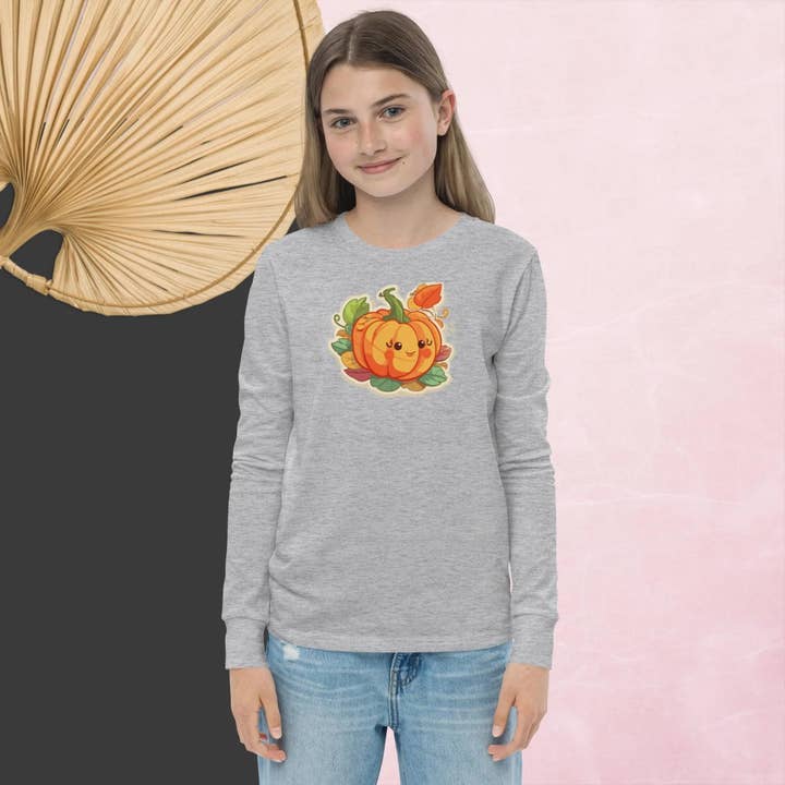 Langærmet unisex teenager T-shirt - Græskar for engroshandel hos EME regalos