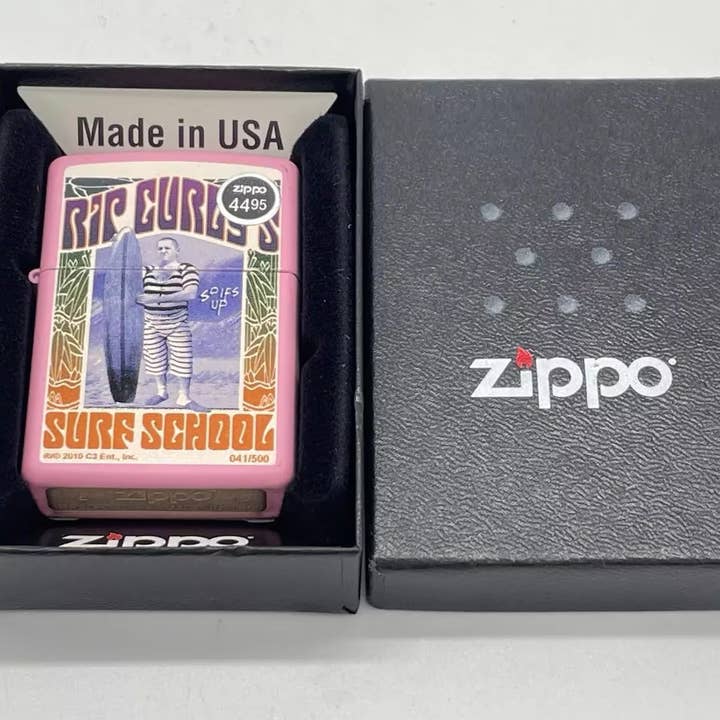 2010 Rip Curly's Three Stooges Pink Matte Zippo Lighter for wholesale by Lighter King