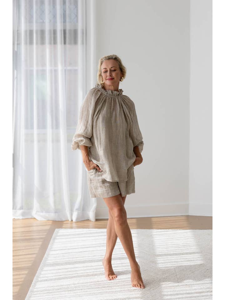 Lulu Reversible Linen Top - Natural for wholesale on Faire2