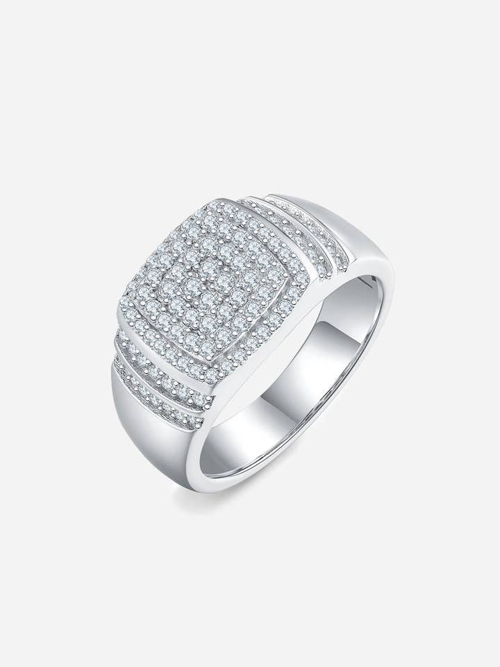 Moissanite platin over ren sterlingsølvring for engroshandel hos Sparkala