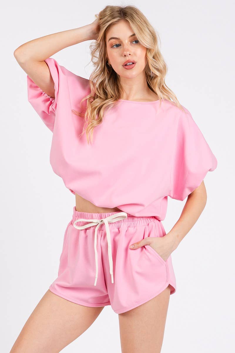 BLACK BUBBLE HEM SCUBA TOP AND BOTTOM SET for wholesale on Faire10