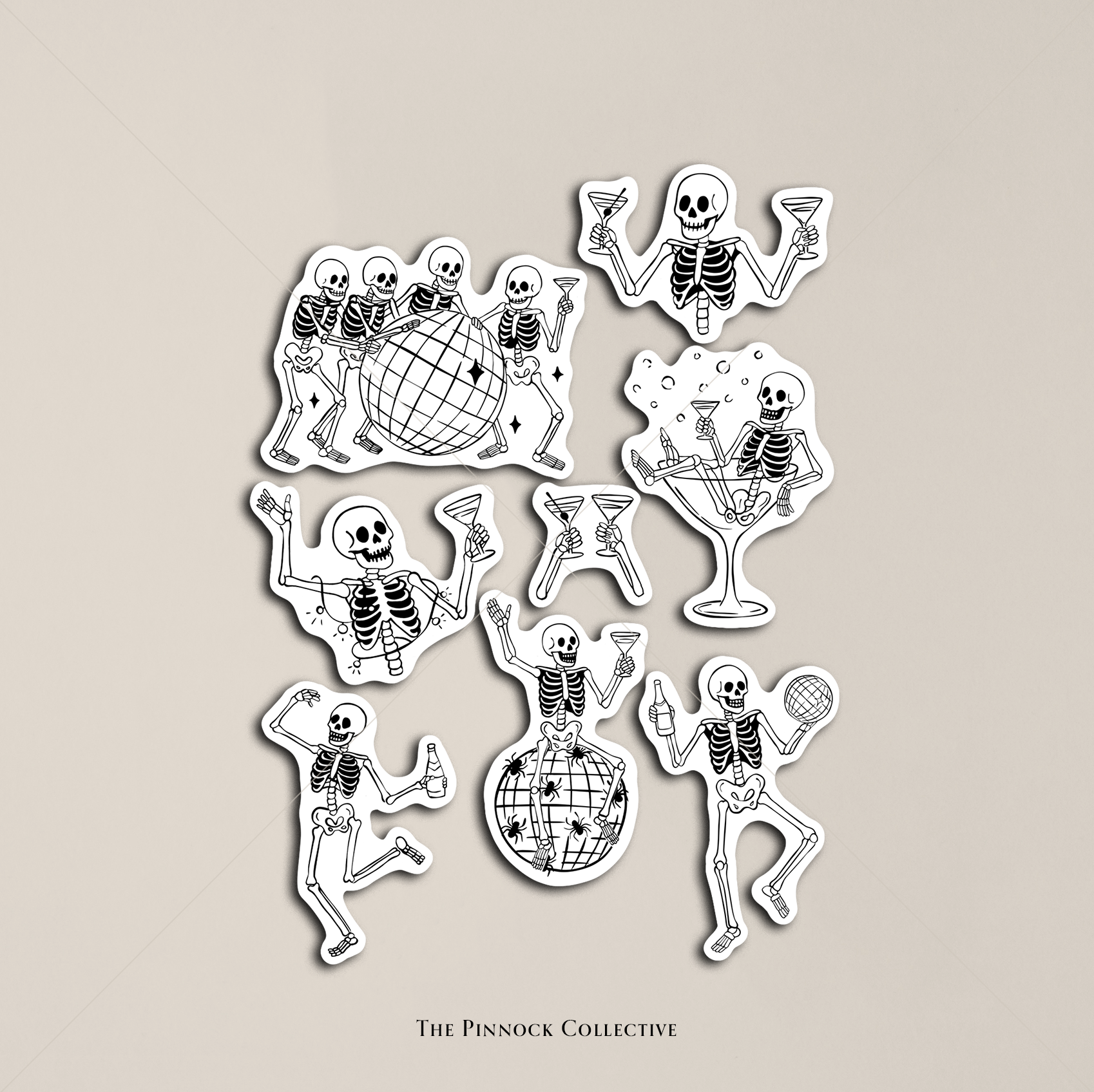 The Pinnock Collective (Duty Paid) – wholesale Sticker – Party Skeletons Sticker Sheet3