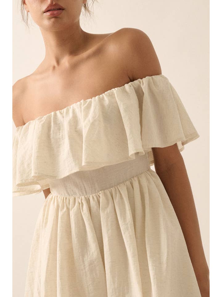 Promesa USA - Wholesale Dress - Women's - Linen-Blend Strapless Flounce Bubble Mini Dress