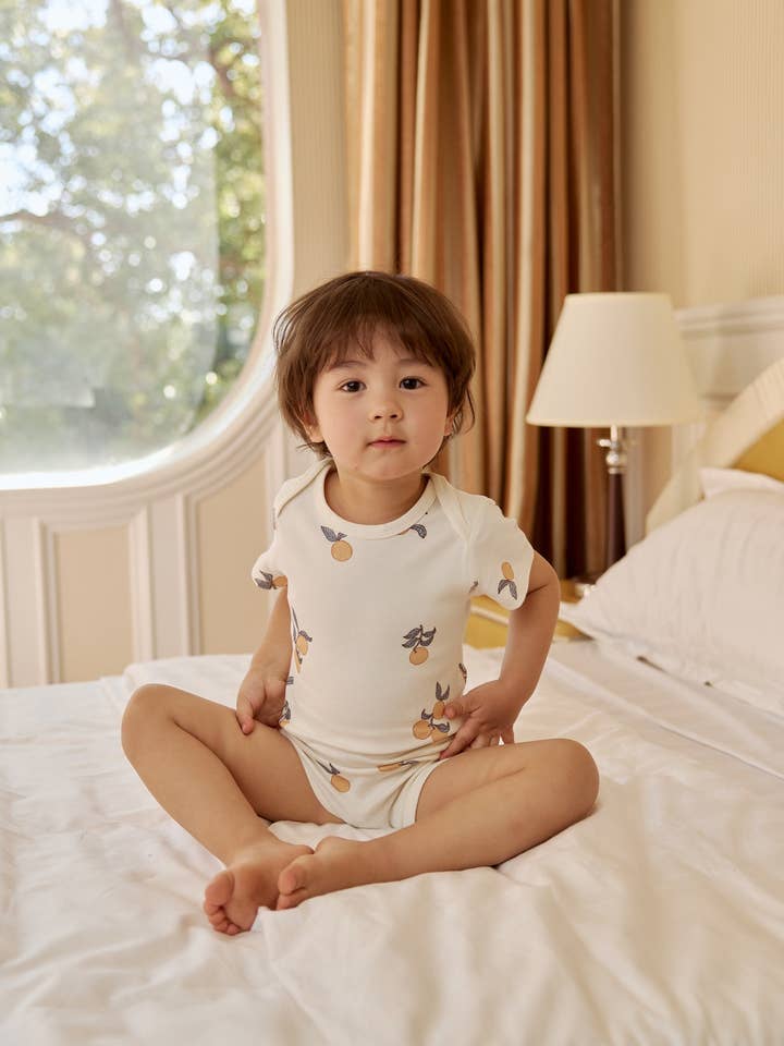 Norsu Organic - Wholesale Bodysuit (Non-Footed) - Baby - Baby Organic Short-Sleeve Onesie-Clementine1