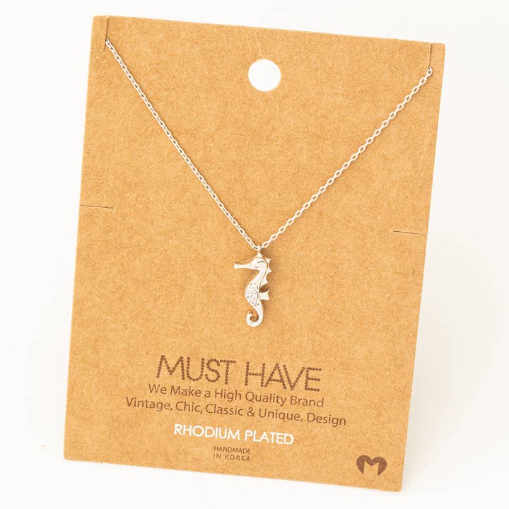 Fame Accessories - Wholesale Pendant/Charm Necklace - Mini Sea Horse Pendant Necklace