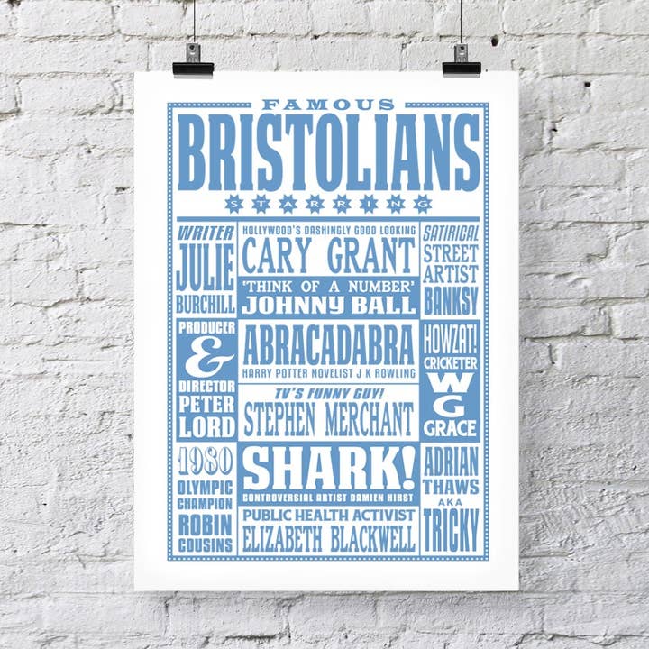 Famous Bristolians Print for wholesale by Susan Taylor Design