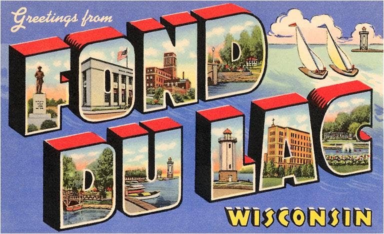 Found Image Press - Wholesale Sticker - Sticker WI-128 Greetings from Fond du Lac, Wisconsin0