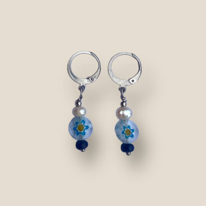 Lizzy earrings silver - blue for wholesale by La Eva Store