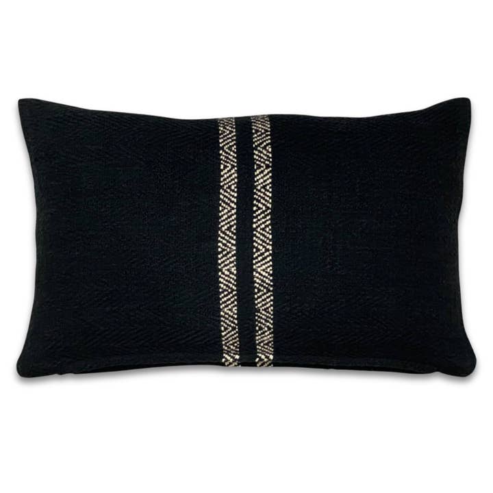hugh lumbar pillow cover in black for wholesale by PILLOWPIA