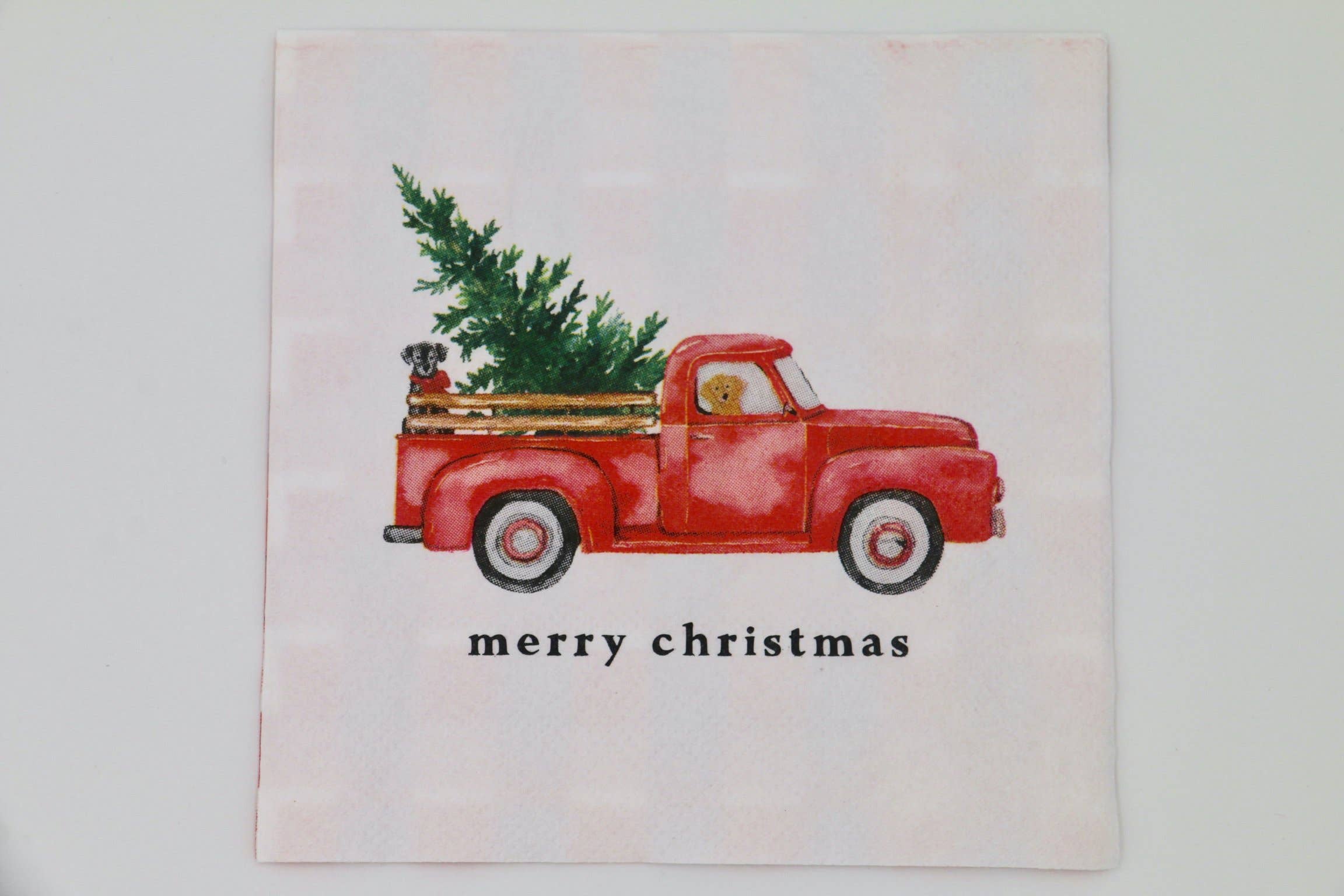 soiree-sisters - Wholesale Disposable Napkin - Christmas Cocktail Napkins | Merry Christmas Truck - 20ct1