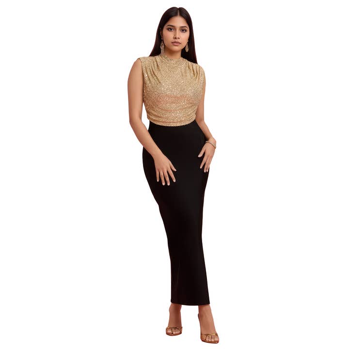 Sequin & Bandage Party Long Dress for wholesale by Grande Luxe Collection