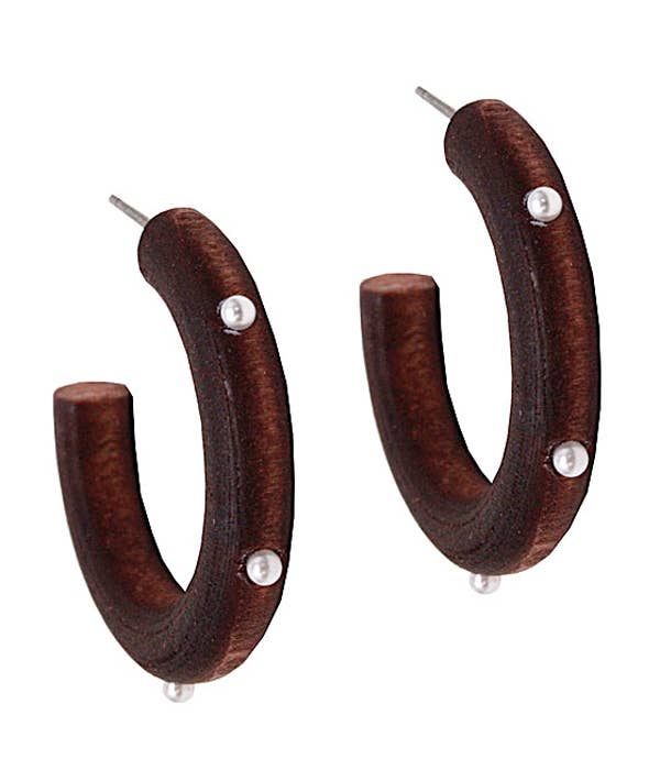 Jewelry Max - Vente Créoles - ( TX1371 ) BOUCLE D'OREILLE EN BOIS ET PERLE