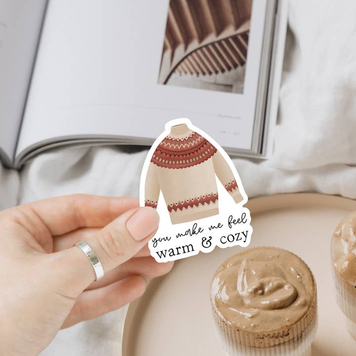 Tilda&Theo - Wholesale Sticker - Warm & Cozy sticker sweater - vinyl sticker sweater1