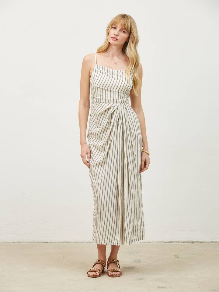 Avery plisseret stribet midikjole for engroshandel hos Isla Maude