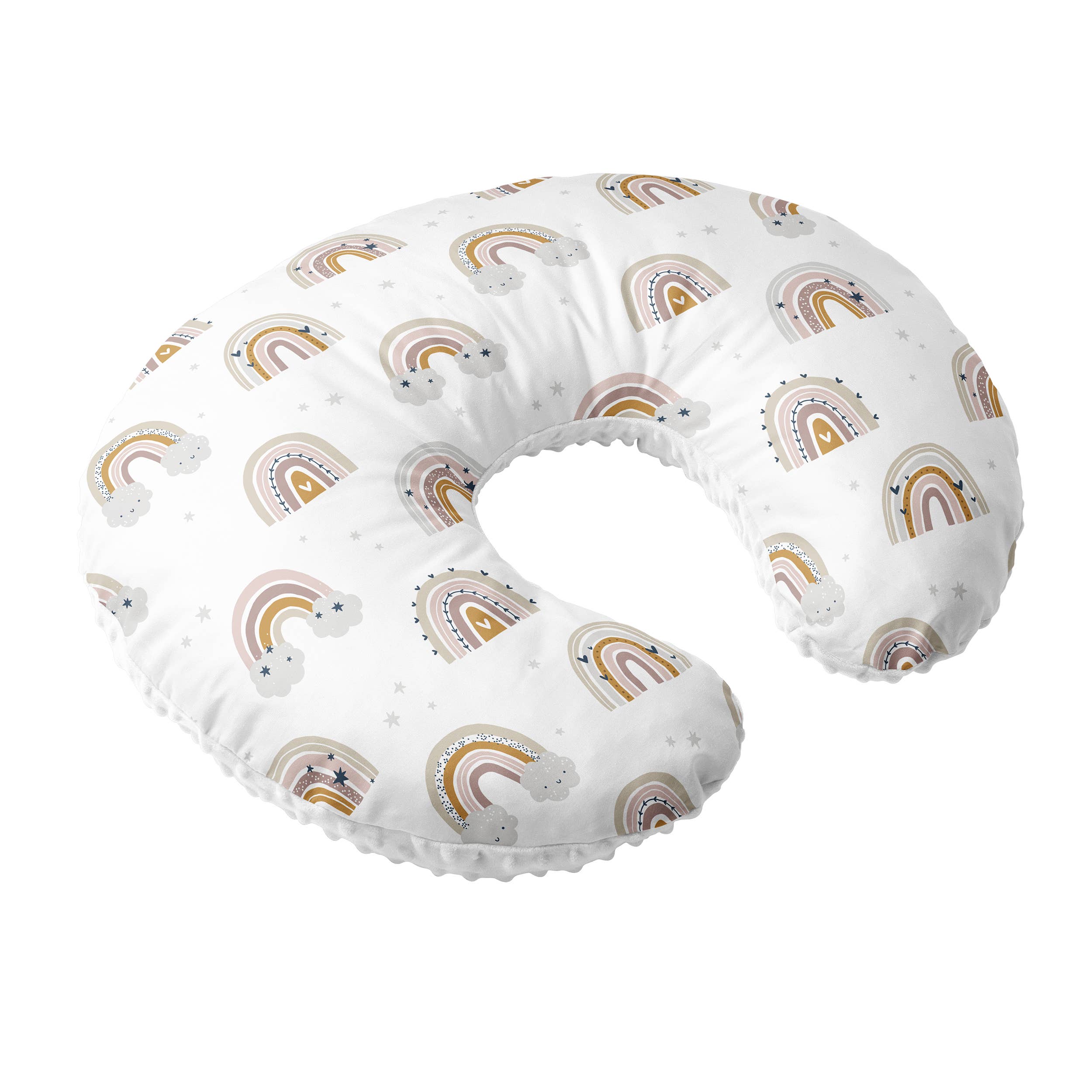 JLIKA - Vente Housse de coussin d'allaitement - Maternité - Housse pour coussin d’allaitement en coton 100 % avec motif arc-en-ciel en minky2
