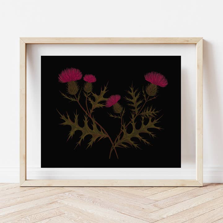 Wild Thistle Art Print, Dark Academia Botanical Home Decor for wholesale by Cailee Corbett