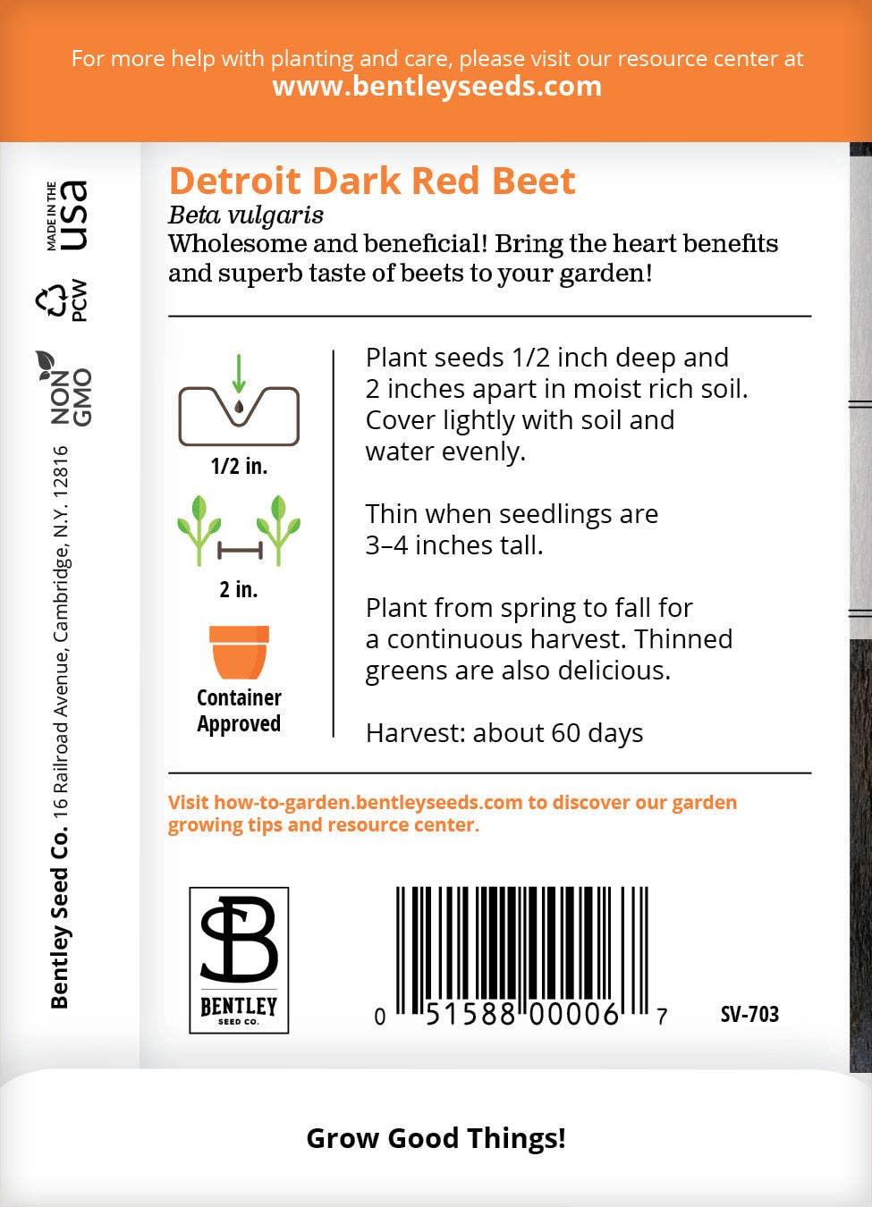 Bentley Seed Co. - Wholesale Plant Seeds - Beets, Detroit Dark Red Seed Packets1