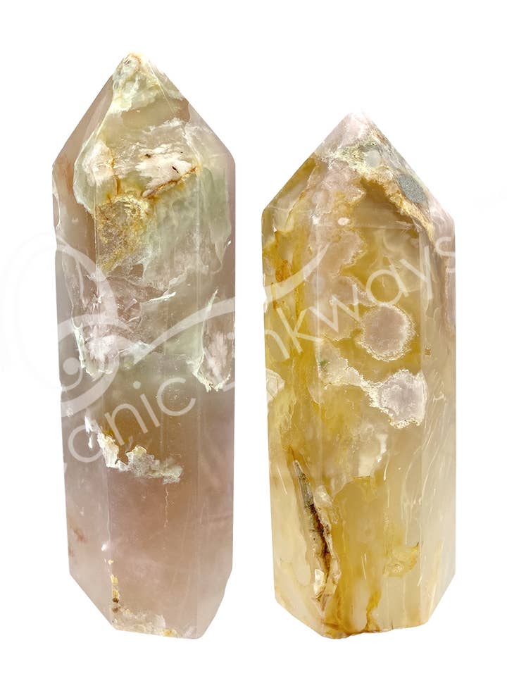(1 LB)OBELISK - AGATE, CHERRY BLOSSOM 1.5-3.25" for wholesale by Oceanic Linkways Inc