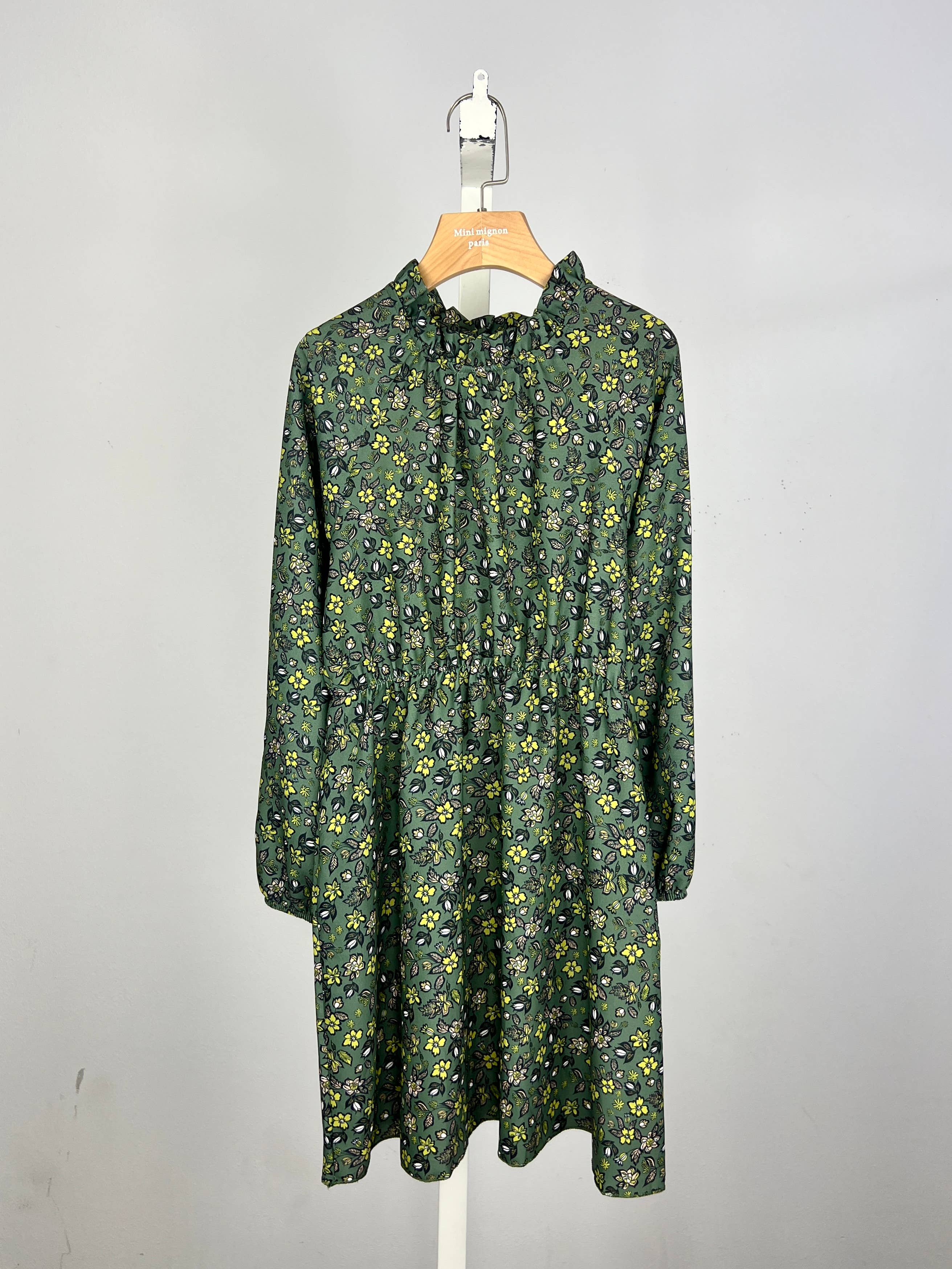 MINI MIGNON PARIS - Vendita all'ingrosso Vestito - Bambini - Abito da ragazza con vita elasticizzata e maniche lunghe con stampa floreale0