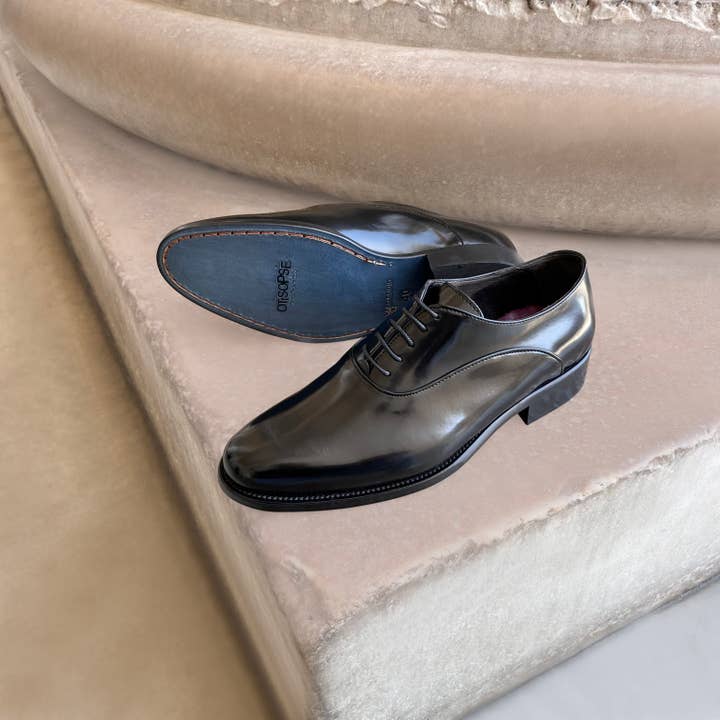 Otisopse – Großhandel Oxford-Schuhe – Herren – Schwarze Oxford-Schuhe aus gebürstetem Leder4