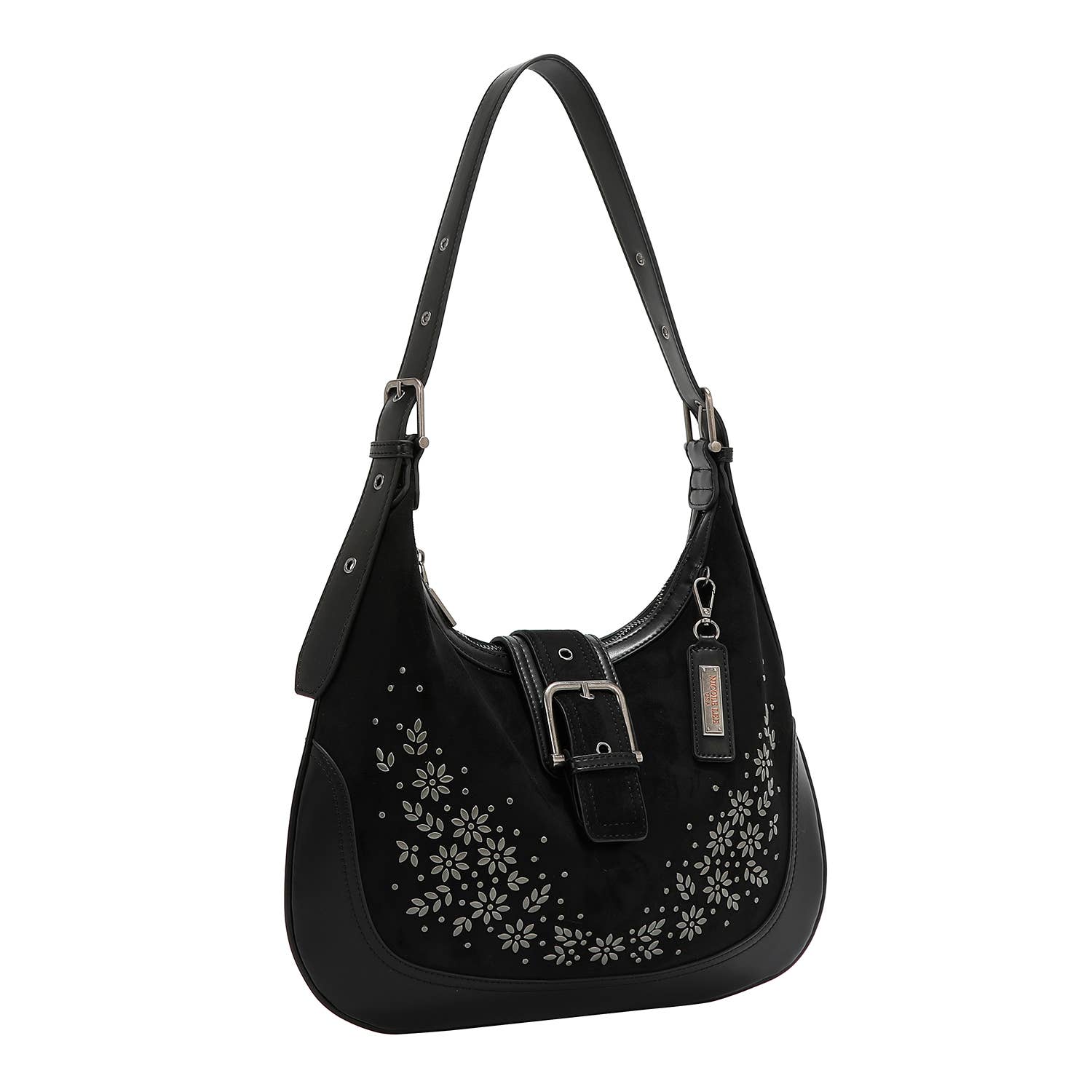 Nicole Lee USA – wholesale Shoulder bag – women's – FLORAL LEAF CRESCENT SHOULDER BAG

1