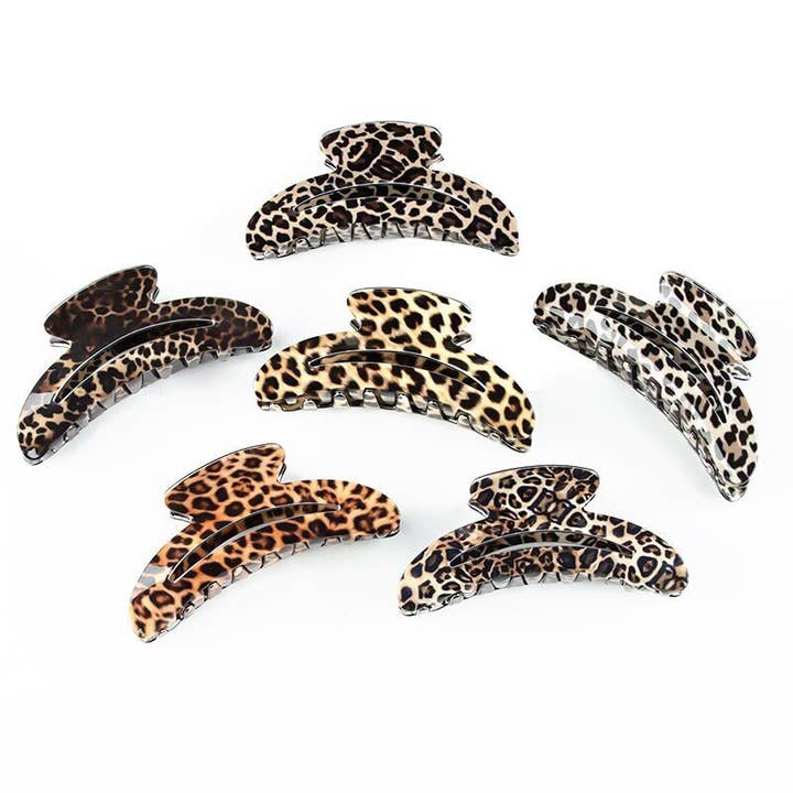 Leopard Print Hair Claw Clips Stylish Durable Accessories for wholesale by Auraquise