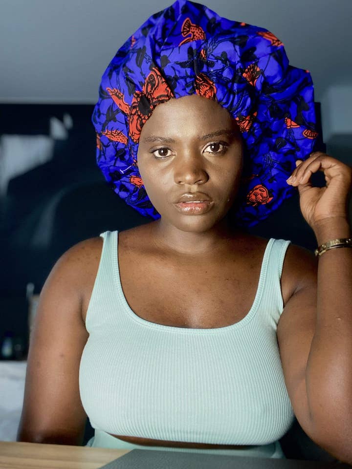 African Print Satin Lined Hair Bonnet for wholesale by Veryldesigns