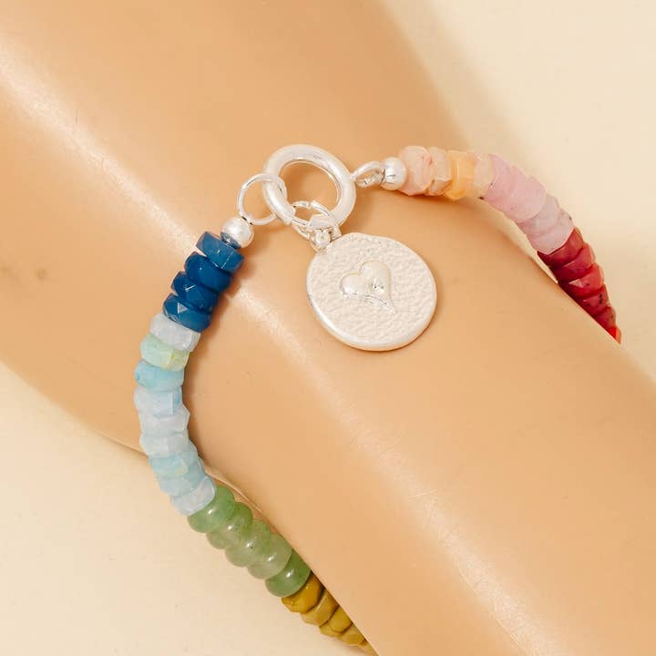 Anarchy Street - Wholesale Beaded Bracelet - Heart Coin Charm Mixed Beaded Bracelet