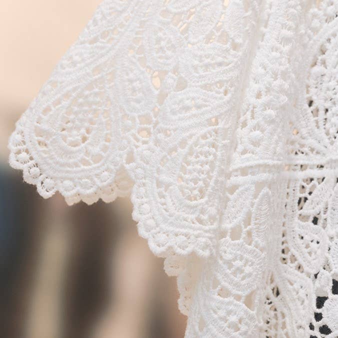 HIDDENBRAND - Wholesale T-Shirt - Women's - Bohemia Crochet Lace bell flare sleeve tee top cover up2