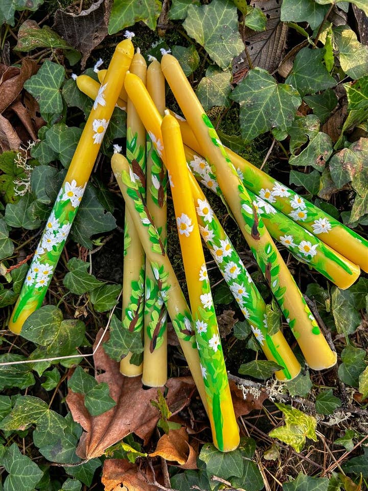 Herbal Infused + Painted Candles for wholesale by The Meadow Apothecary