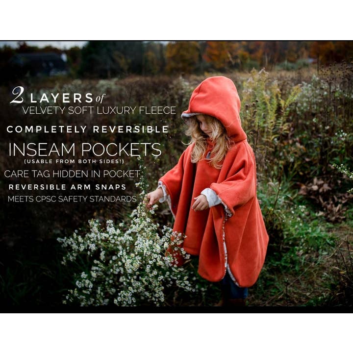 Otto & Odette LLC - Wholesale Poncho - Kids - Luxury Fleece Car Seat Poncho, Child Coat, Frost Floral&Teal