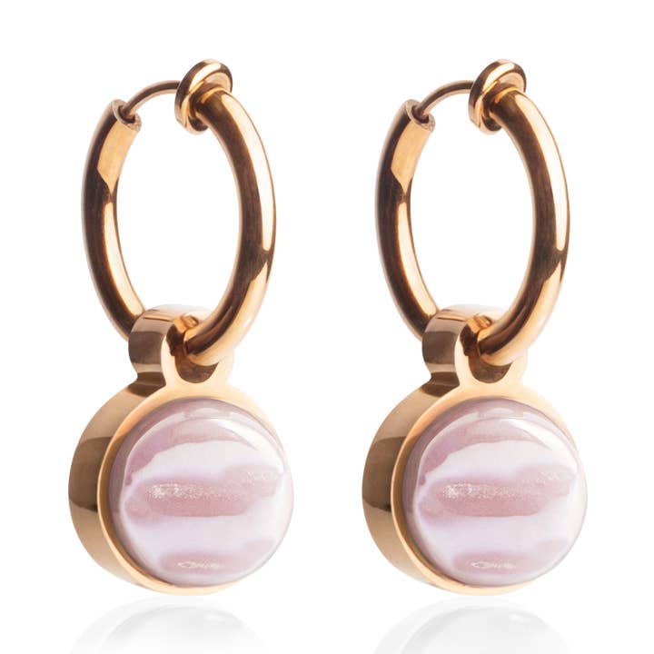 Clips d'oreilles Mix & Match avec pendentif • rosé/rose sable • 14 mm pour la vente par ALEXASCHA