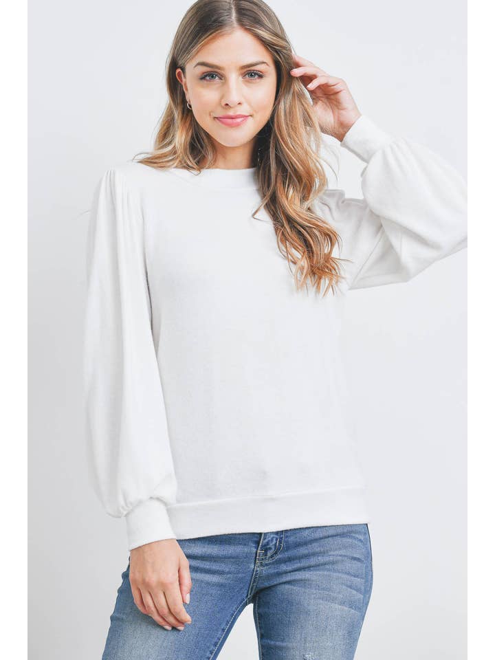 You & Me - Vente Haut en maille – femme - VENTE ! ! ! PPT21143 - HAUT À MANCHES BOUFFANTES À COL ROND - ANTHRACITE41