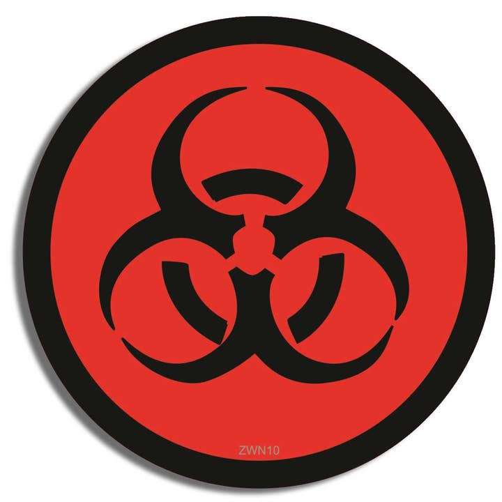 Autocollant rond Biohazard (rouge) - Autocollant Zombie Bumper pour la vente par Humper Bumper
