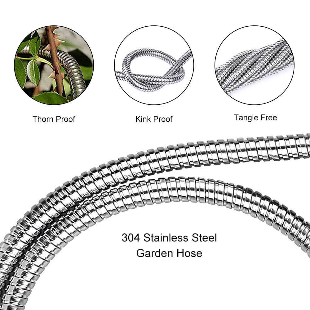Hard Rock Health Stores - Wholesale Garden Tool - 304 Stainless Steel Garden Water Hose Pipe 25/50/75/100FT Flexible Lightweight5
