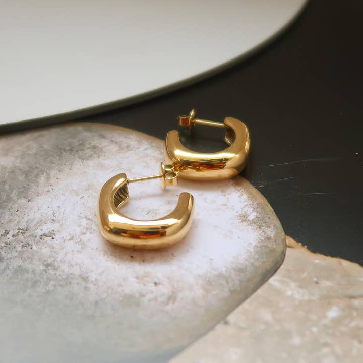 Demi 18K Gold Non-Tarnish Classic C Hoop Earring for wholesale on Faire