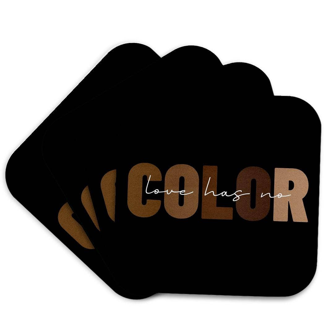 3dRose - Wholesale Coasters - 3dRose, On Black Love Has No Color Motivational Quote Gift For Friends And Colleagues , Coaster7