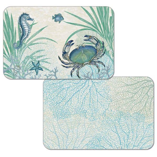 Oceana Reversible Rectangular Plastic Placemat for wholesale by CounterArt/Highland Home/Thirstystone