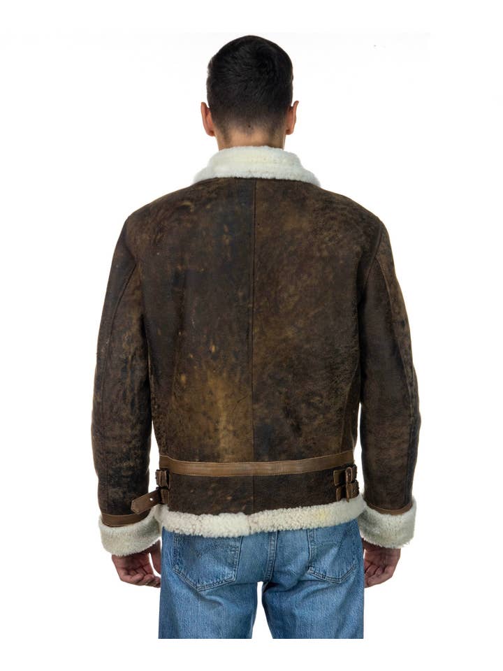Michelangelo srls - Wholesale Leather Jacket - Men's - Franco - Men's Scratched Leather Jacket in Sheepskin