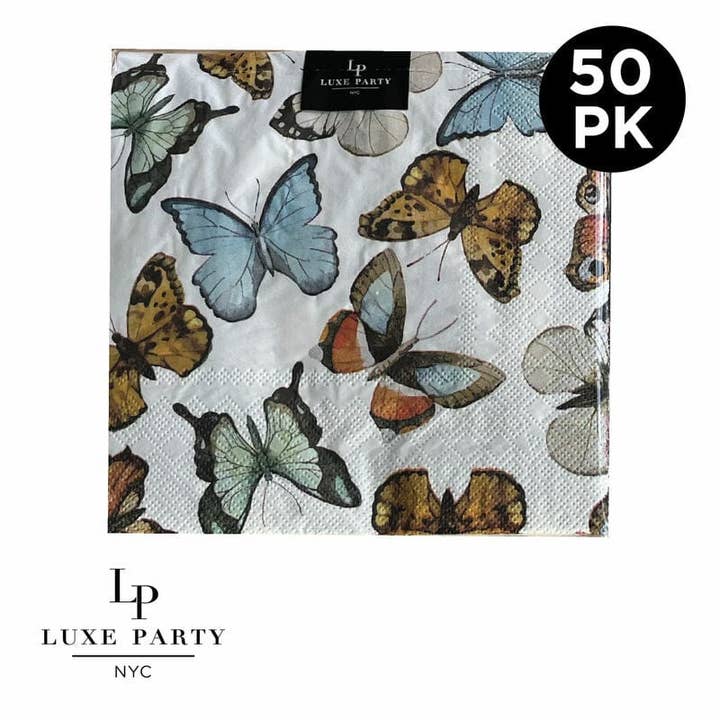 Butterfly Paper Lunch Napkins | 50 Napkins for wholesale by Luxe Party