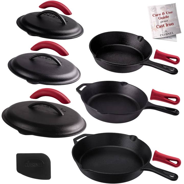 Cuisinel Cast Iron Skillet Set 8"+10"+12" with Lids for wholesale by cuisinel