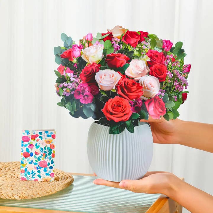 PetalPal - Wholesale Everyday Greeting Card - Rosy Radiance Pop-Up Bouquet