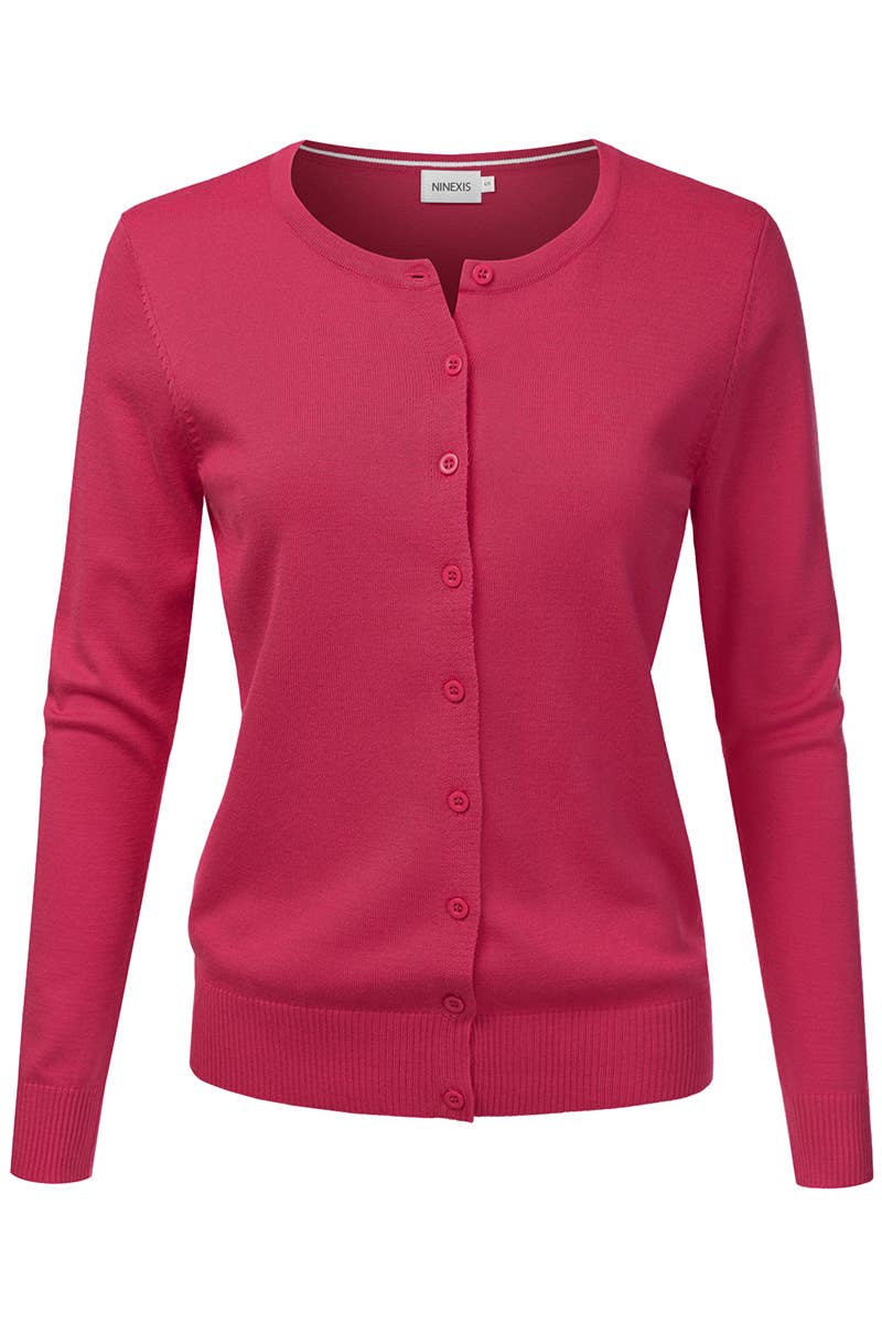 NINEXIS - Vente Cardigan – femme - AWOCAL310_Chandail à manches longues en tricot doux boutonné25