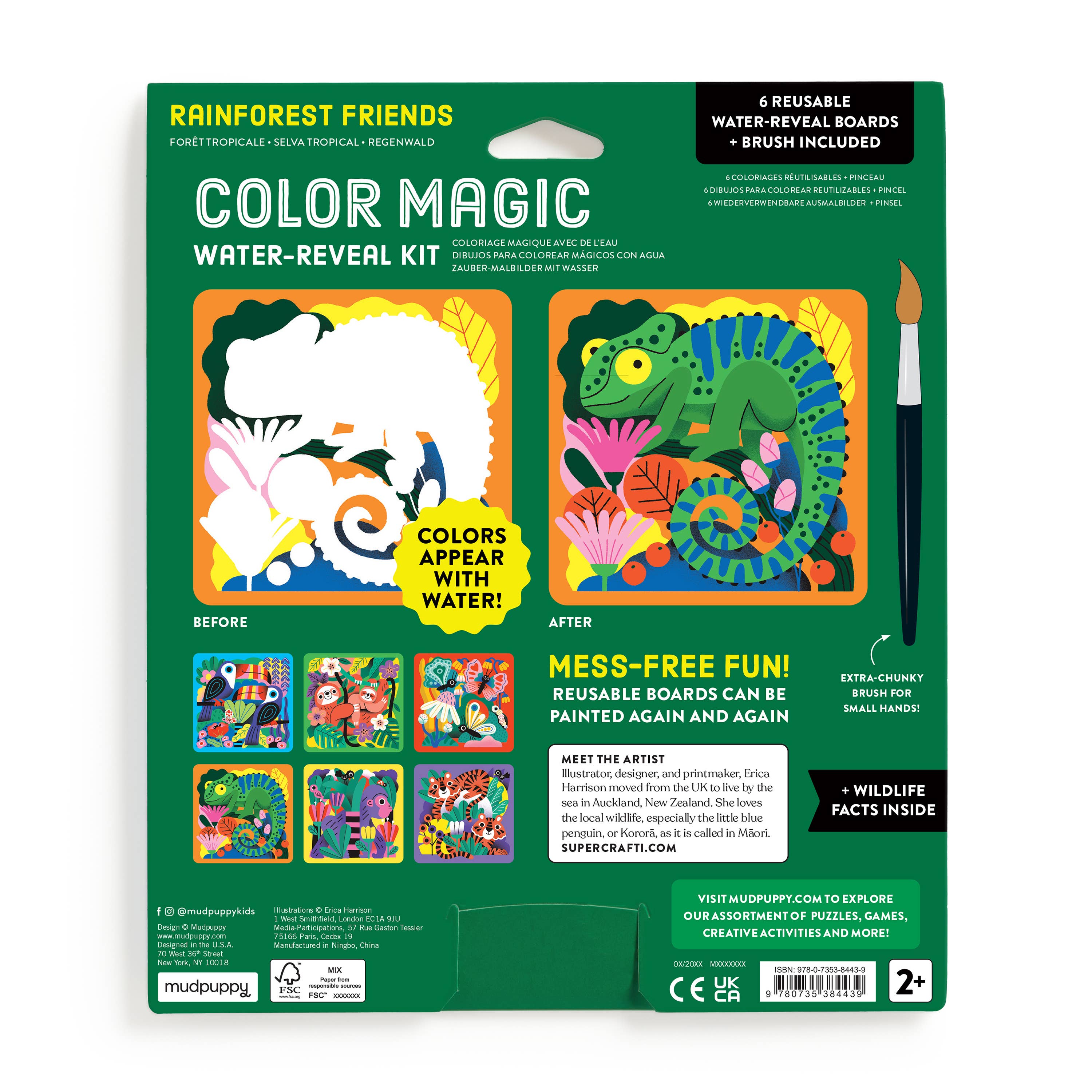 Chronicle Books - Wholesale DIY Craft Kit - Kids - Rainforest Friends Color Magic Water-Reveal Kit2