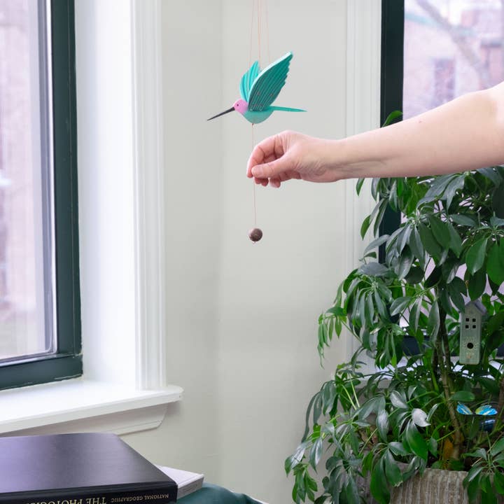 Tulia's Artisan Gallery - Wholesale Mobile - Hummingbird Flying Mobile - Pink Anna's1