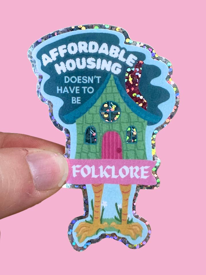 Baba Yaga | Affordable Housing Glitter Holographic sticker for wholesale by Outlet Orion